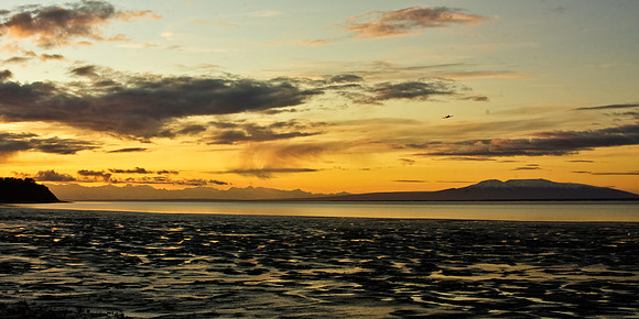 Descending into Anchorage, Alaska at Sunset