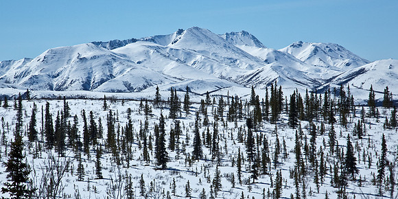 Snow over Alaska's Denali National Park
