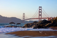 View of the Golden Gate Bridge from Baker Beach in San Francisco, California