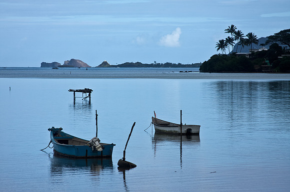 Boats on the Windward Shore of Hawai'i's island of O'ahu
