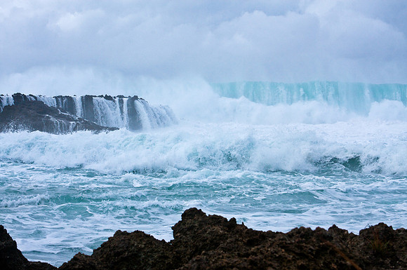 Pounding Waves on Shark's Cove on the North Shore of O'ahu