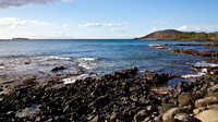 View of Lanai, Molokini Crater, and the coastline of the Hawaiian island of Maui